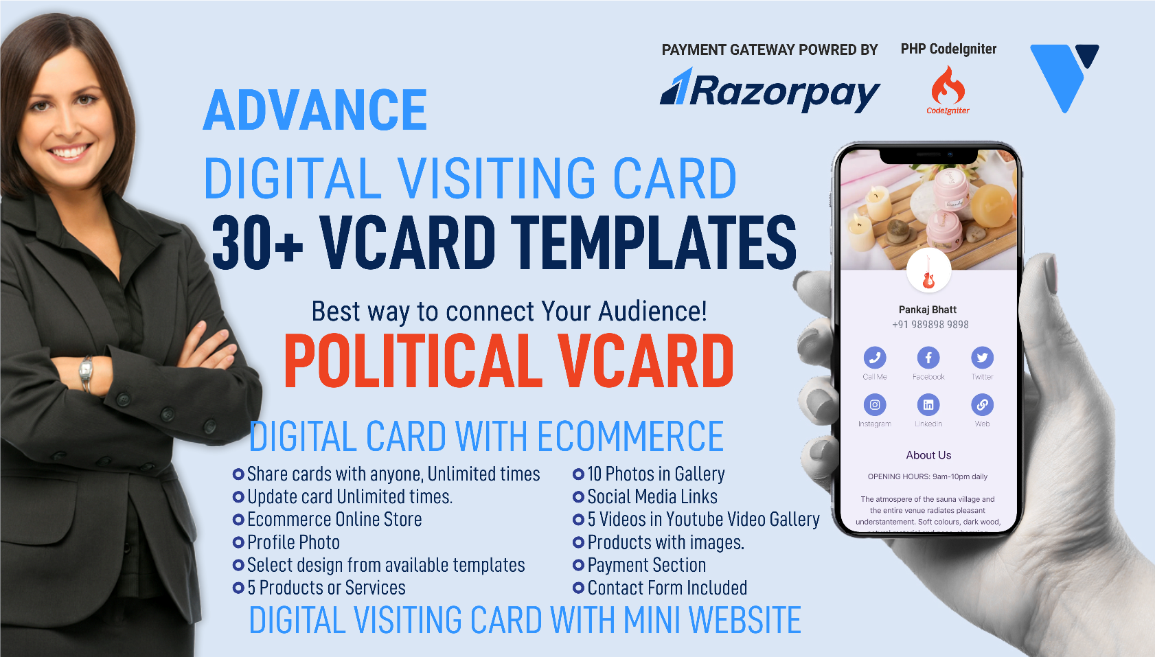 Advance Digital Visiting Card PHP Script